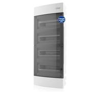 Intratec Coffret de Distribution Encastré 4 Rangée - Coffret IP40 pour 48 Modules avec Porte Transparente et Rail pour Installation Électrique Facile à Domicile & en Entreprise - 676 x 283 x 106mm