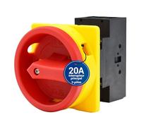 Intratec Commutateur Principal 20A à 3 pôles - Sectionneur IP65 pour montage en façade avec fonction d’arrêt d’urgence - Interrupteur rotatif robuste pour machines industrielles 230V 400V