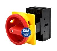Intratec Commutateur Principal 50A à 3 pôles - Sectionneur IP65 pour montage en façade avec fonction d’arrêt d’urgence - Interrupteur rotatif robuste pour machines industrielles 230V 400V