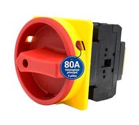 Intratec Commutateur Principal 80A à 3 pôles - Sectionneur IP65 pour montage en façade avec fonction d’arrêt d’urgence - Interrupteur rotatif robuste pour machines industrielles 230V 400V