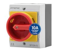 Intratec Interrupteur principal 10A, 3 pôles, IP65 avec boîtier - Sectionneur mural pour usage intérieur et extérieur, 100 x 80 x 120 mm