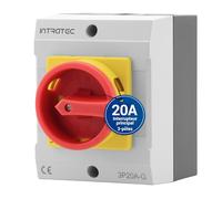 Intratec Interrupteur principal 20A 3 pôles - Sectionneur IP65 avec boîtier plastique - Interrupteur en saillie pour usage industriel - Commutateur rotatif robuste 230/400V