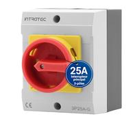 Intratec Interrupteur principal 25A 3 pôles - Sectionneur IP65 avec boîtier plastique - Interrupteur en saillie pour usage industriel - Commutateur rotatif robuste 230/400V