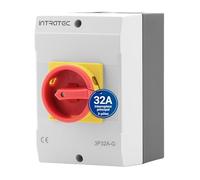 Intratec Interrupteur principal 32A 3 pôles - Sectionneur IP65 avec boîtier plastique - Interrupteur en saillie pour usage industriel - Commutateur rotatif robuste 230/400V