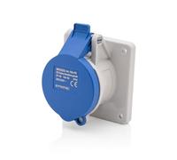 Intratec prise encastrable droite CEE 16A 230V IP44 3 pôles 6h bleu/gris, IEC60309, usage industriel