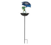 Introti Décoration de jardin en forme de grenouille avec parapluie et distributeur d'alimentation pour colibri - Statue de grenouille à LED - Lampe solaire pour cour, chemin, pelouse, décoration de