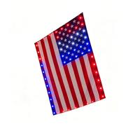 Introti Drapeaux américains patriotiques lumineux avec lumières LED et télécommande - Décorations vintage rouges blanches et bleues - Résistants aux intempéries - Drapeau américain lumineux pour 250e