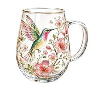 Introti Morning Bliss Tasse à thé en verre multi-usage vintage botanique réutilisable et esthétique inspirée du jardin pour décoration de salon de thé