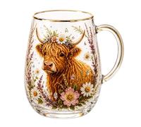 Introti Morning Bliss Tasse à thé en verre multi-usage vintage botanique réutilisable et esthétique inspirée du jardin pour décoration de salon de thé