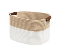 Introti Panier de rangement pliable avec poignée - Panier de rangement pliable en corde de coton - 38,1 x 25,4 x 22,9 cm - Pour la maison, le bureau, la chambre de bébé, le salon (beige)