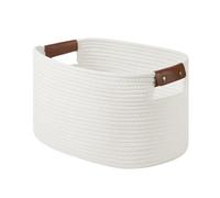 Introti Panier de rangement pliable avec poignée - Panier de rangement pliable en corde de coton - 38,1 x 25,4 x 22,9 cm - Pour la maison, le bureau, la chambre de bébé, le salon (blanc)