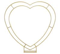 Introti Support d'arche double cœur en métal multi-usage en forme de cœur - Cadre d'arche de ballons antirouille - Décoration de fête d'anniversaire et fête prénatale (doré)