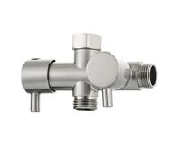 Inverseur de douche à double arrêt G1/2, valve en T 3 voies | Répartiteur de robinet de baignoire de type Y avec 2 poignées de commande(Nickel T-valve)