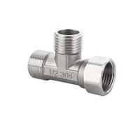 Inverseur Douche Adaptateur de vanne dérivation toilettes en acier inoxydable G1/2" T for baignoire, bidet, douchette, 4 points, 3 voies pour Douchette(Silver 3)