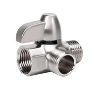Inverseur Douche Vanne de dérivation 3 voies en cuivre, connecteur G1/2 for robinet douche, accessoire salle bain monté pour Douchette(Brushed silver)