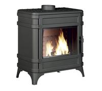 Invicta Poêle à bois fonte Siam anthracite flamme verte raccordable (65 à 145m²) - 12kw