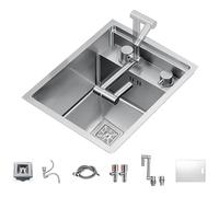 Invisible Inless Évier simple cuve en acier - Mini lavabo de cuisine avec couvercle et robinet pliable, motif cactus (argent, 30 x 45 x 23 cm) pour économiser de l'espace.