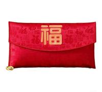 Invitation d'affaires brodée en brocart rouge chinois pour le festival du printemps avec motif dragon mythique 20 x 10,5 cm
