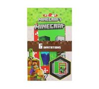Invitations et enveloppes pour fête Minecraft, lot de 6