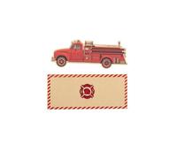 Invitations - JOUR DE FETE - Collection Pompier - 8 cartes avec enveloppes kraft/rouge - 18 x 7 cm