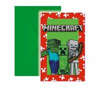 Minecraft Party 6 cartes d'invitation et enveloppes