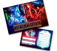 Invitebay Lot de 20 cartes d'invitation Star Wars (à écrire) double face pour fête d'anniversaire - Carte de vœux - Style moderne - 15,24 x 10,16 cm - Thème Star Wars - Enveloppes fournies