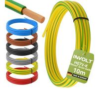 INVOLT H07V-K 10m 10mm² vert-jaune câble souple PVC au mètre, Fabriqué en Allemagne