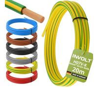 INVOLT H07V-K 20m 6mm² vert-jaune câble souple PVC au mètre, Fabriqué en Allemagne