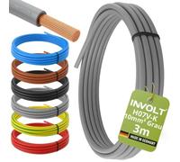 INVOLT H07V-K 3m 10mm² gris câble souple PVC au mètre, Fabriqué en Allemagne