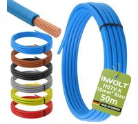 INVOLT H07V-K 50m 10mm² bleu câble souple PVC au mètre, Fabriqué en Allemagne