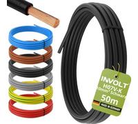 INVOLT H07V-K 50m 10mm² noir câble souple PVC au mètre, Fabriqué en Allemagne