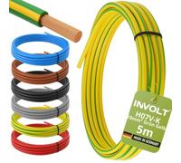 INVOLT H07V-K 5m 10mm² vert-jaune câble souple PVC au mètre, Fabriqué en Allemagne