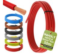 INVOLT H07V-K Câble Unipolaire 6mm² Rouge Fil 3m PVC 450/750V
