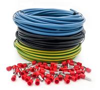 INVOLT H07V-K kit 10mm² 3x15m noir/bleu/vert-jaune, 100 embouts, VDE, Fabriqué en Allemagne