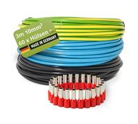 INVOLT H07V-K kit 10mm² 3x3m noir/bleu/vert-jaune, 60 embouts, VDE, Fabriqué en Allemagne