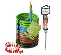 INVOLT H07V-K kit 10mm² 5x5m noir/bleu/marron/gris/vert-jaune,100 embouts, VDE, Fabriqué en Allemagne