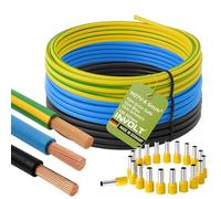 INVOLT H07V-K kit 6mm² 3x15m noir/bleu/vert-jaune, VDE, 100 embouts, Fabriqué en Allemagne