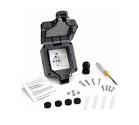 INVOLT Lot de 1 prise extérieure IP66 noire avec interrupteur, voyant de contrôle, prise murale verrouillable pour garages, ateliers, abris de jardin, avec testeur de phase/tournevis