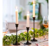 Inweder Bougeoir Décoration Chandeliers Salon - Lot De 3 Bougeoir Cône Noir Bougeoir en Métal Décoration Table Mariage Décoration D'intérieur Fête Alimentaire Convient Bougies 2cm Diamètre