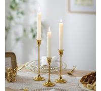 Inweder Bougeoir Doré: Lot de 3 Vintage Bougeoirs Coniques Chandelier Doré Porte-Bougie Or en Métal pour Décoration Mariage Centre de Table Fête Noël