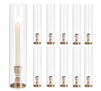 Inweder Bougeoir Verre pour Chandeliers: 10 Pcs Porte-bougies Cylindriques Chandelier Bougoir Bougeoir en Bois avec Verre Amovible pour Centre de Table Mariage Evénement Noël ou Décoration d'intérieur
