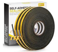 Inwee Joint Fenetre Isolation Anti Froid, Total 20M Joint Porte d'entrée Mousse Adhésif 6x1.5mm Bande Etancheite Autocollante Isolant Fenêtre Contre le vent, Anti-collision, isolation acoustique,Noir