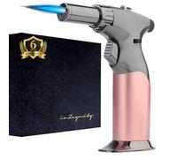 InZaynity Chalumeau à flamme double puissante + triple taille de flamme réglable dans une main Rechargeable Verrouillage continu de la flamme Soudure cuisine barbecue crème brûlée soudure résine