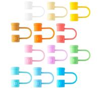 IOBIDDYS Bouchons Réutilisables Kit de 12 Housses de Protection pour Décoration de Paille pour Pailles en Silicone Flexible et Élastique et Usage Domestique
