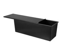 IOBIDDYS Moule Rectangulaire Noir avec Couvercle, Moule Perforé Antiadhésif en Acier Inoxydable pour Bread Box, Cuisson Four Maison Facile à Démouler