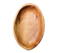 IOBIDDYS Plateau de service alimentaire Plateau en bois massif ovale 27×18×3 cm, assiette à collation sans danger, pour cuisine et restaurant, plat de rangement polyvalent