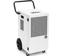 iOCHOW Déshumidificateur Professionnel 120L/J Chantier et Entrepôt | Déshumidificateur Couvre 300m² / 600m³ Tuyau D'évacuation Gravitaire Minuteur 1-24H Roulettes Freins Dégivrage Auto