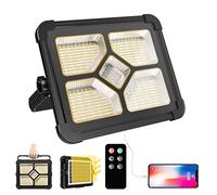 iodoo 200W Projecteur LED Rechargeable Avec Télécommande, Lumière de Travail Lanterne Portable avec Panneau Solaire, 20600mAh USB Lampe Rechargeable, pour Camping, Chantier, Garage