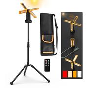 iodoo Projecteur de Chantier LED à Batterie Solaire Avec Trépied, Batterie D'une Capacité de 13200 mAh, Lampe Chantier Luminosité de 8000 Lumens (Orange avec télécommande)