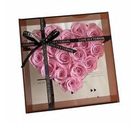 Ioensy Arrangement Préservée Coffret Cœur Boîte Transparente en Acrylique Composition Élégante Ornement de Bureau avec Carte et Sac Adapté aux Saint-Valentin, Diana